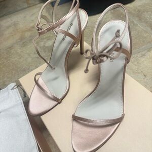 Gold and Tan Strappy Stiletto Heels